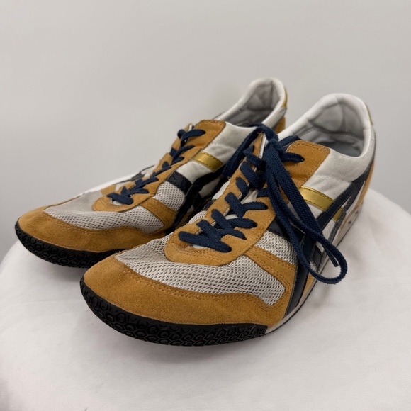 Onitsuka Tiger Retro Sneakers Tan Navy Yellow Men’s 11.5 / EU 46 - Picture 3 of 13
